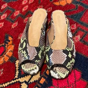 Snake print slip on Mules